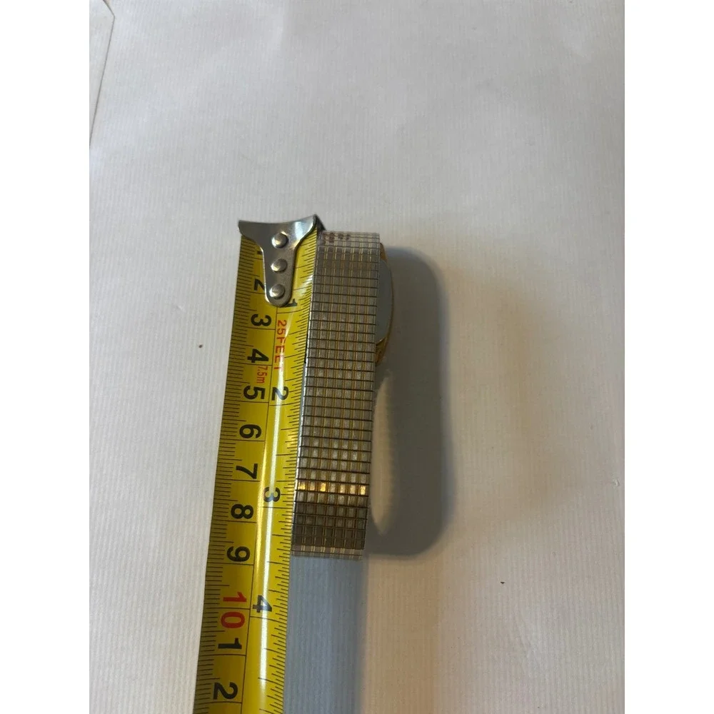 Timex Quartz Watch Mens Gold Square Case Expansion Band Date Indicator Good